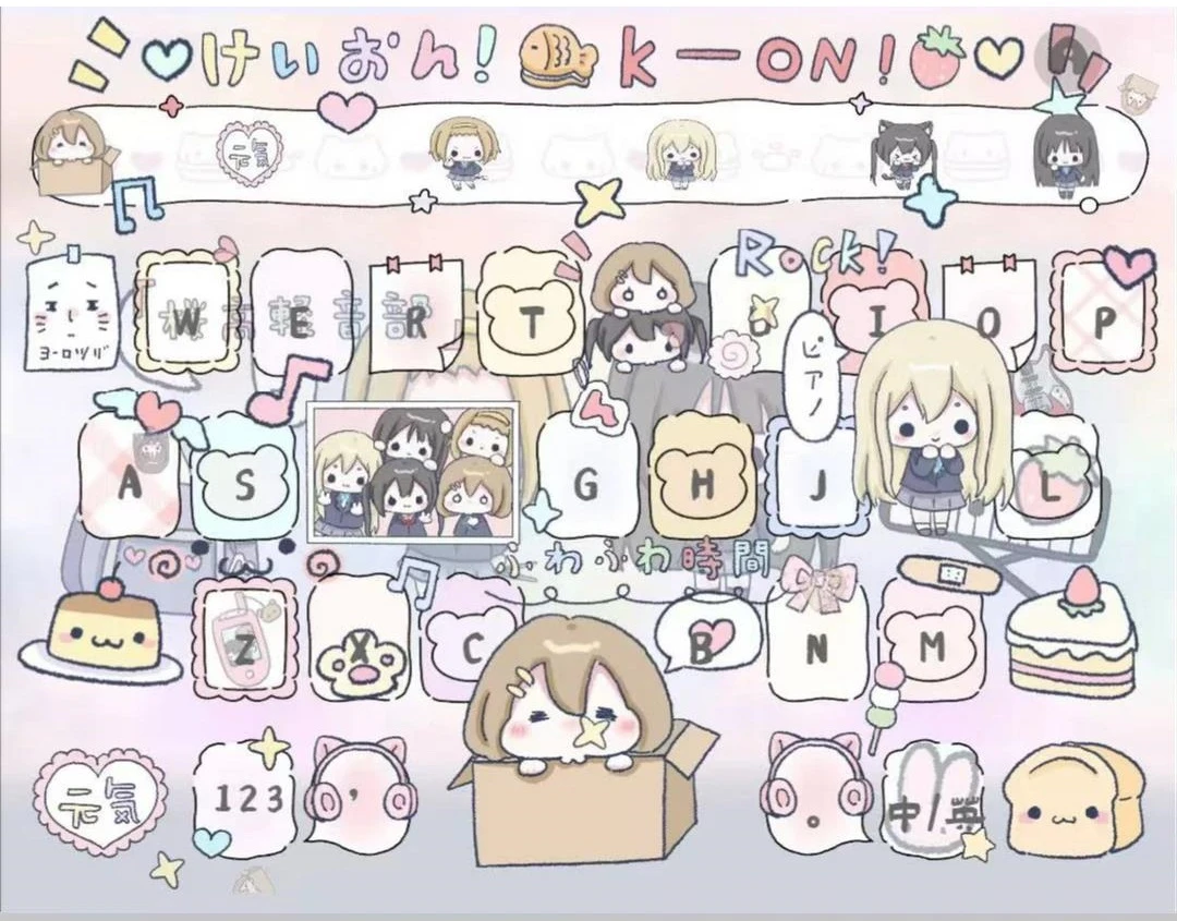 轻音少女/ios苹果安卓百度输入法皮肤键盘白肚皮双系统双色一分