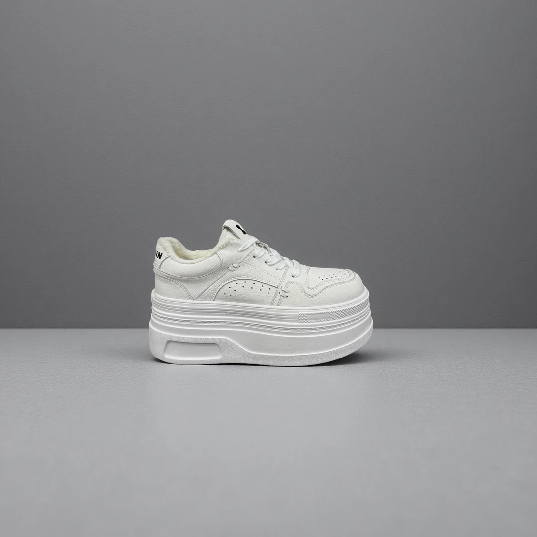 大白Ⅱ.8公分冬季加绒保暖时尚显高百搭女神休闲厚底小白鞋9018-3