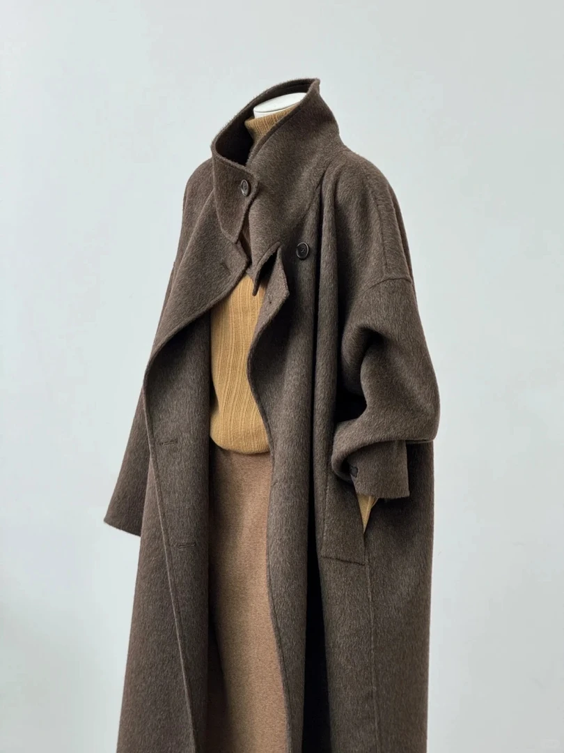 秋冬美拉德穿搭一整套女韩系复古打底衫立领毛呢外套半身裙三件套