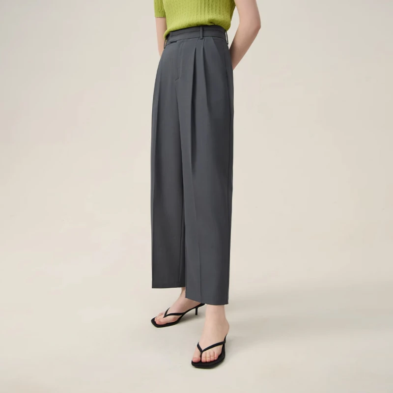 时尚百搭休闲裤显瘦直筒高腰西装裤气质宽松垂感KZ8006