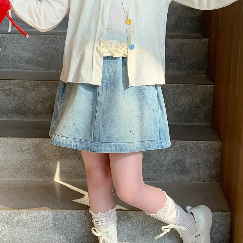 尤画2025夏季新款时尚半身牛仔洋气女孩时尚童装女童裙裤68072