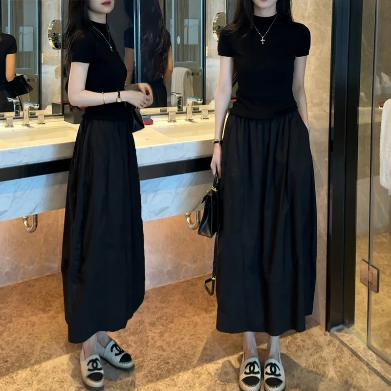 黑色裙子长款半身裙2025年春季半裙爆款a字高级感伞裙女今年流行