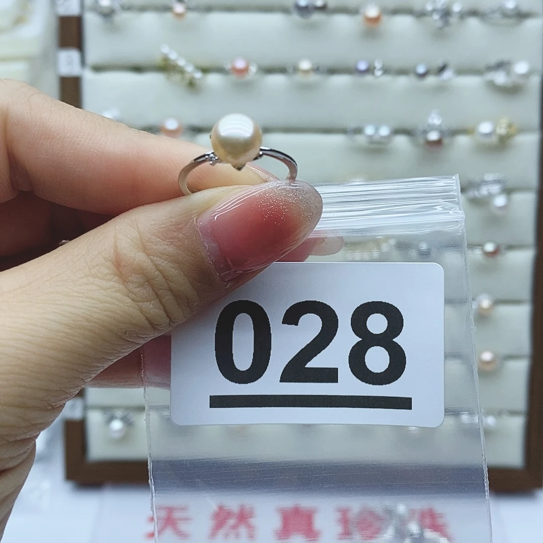 淡水珍珠戒指银S925镶嵌༊***028