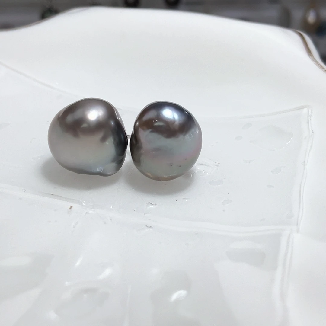 海水珍珠耳饰银S925镶嵌