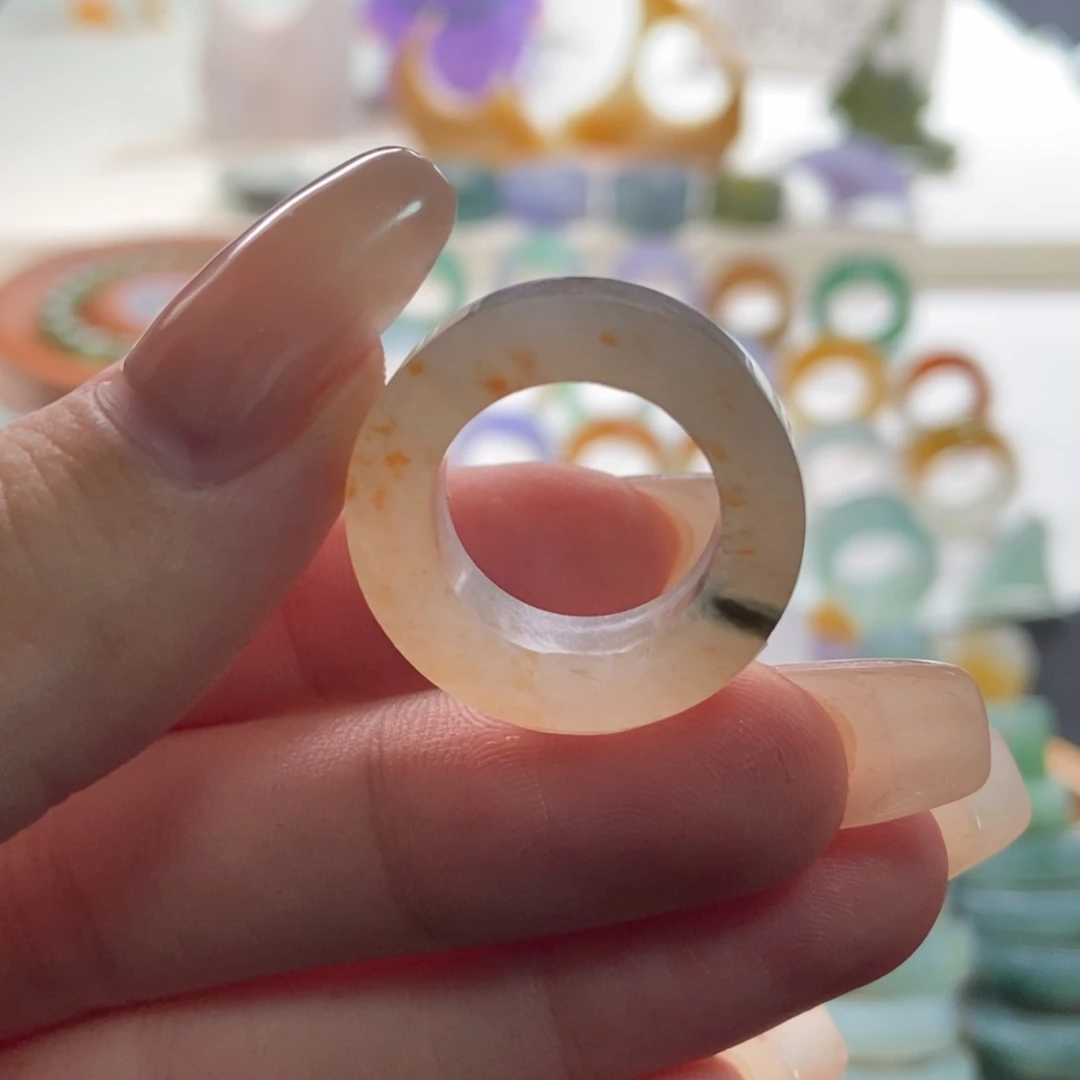 未镶嵌定制翡翠西柚色洒金9-12