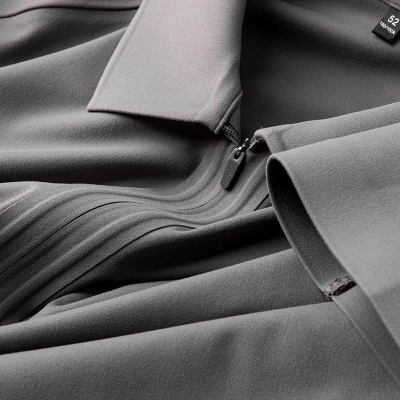 轻奢高端冰丝无痕polo衫男士半拉链修身秋冬新款商务休闲长袖T恤