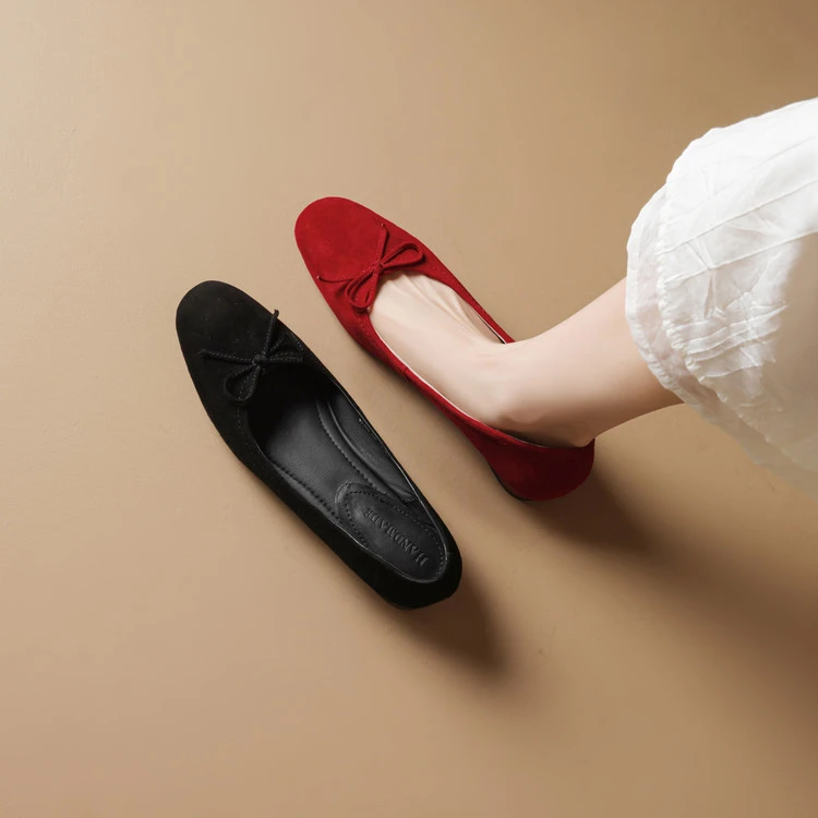 2cm 法式优雅气质百搭玛丽珍鞋春秋简约时尚蝴蝶结浅口大码43单鞋