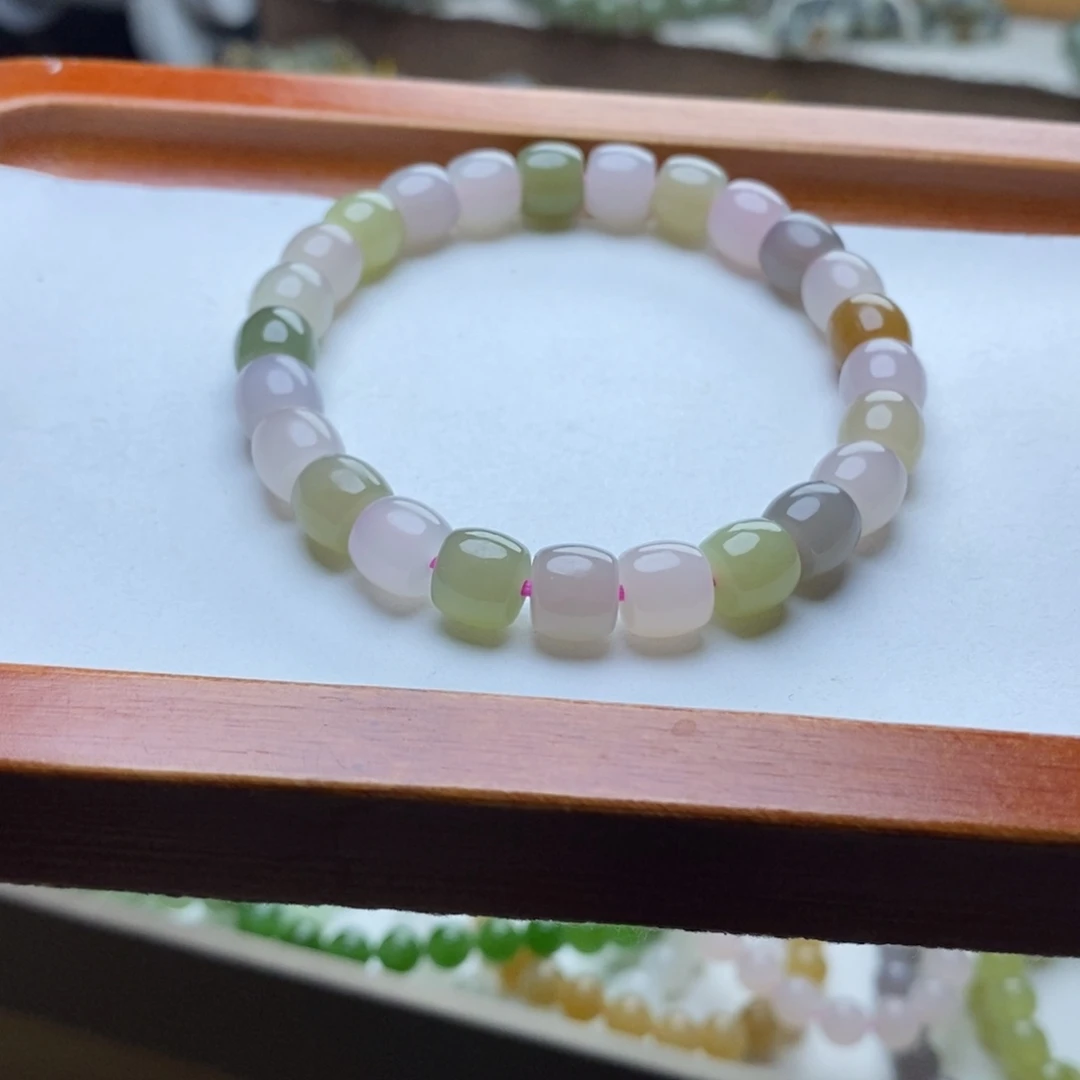未镶嵌手链和田玉8mm马卡龙多宝直切
