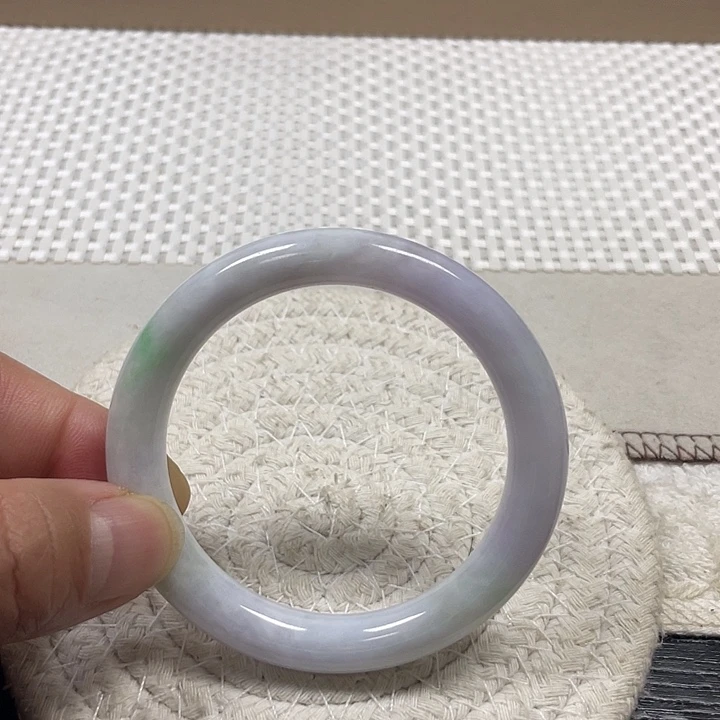 翡翠未镶嵌手镯清货：紫飘绿正圈