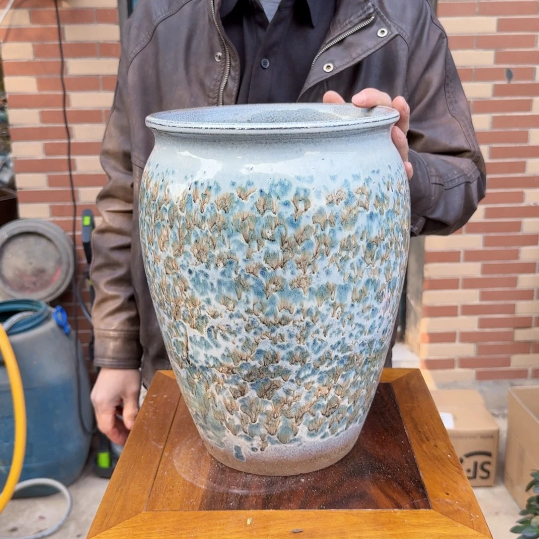 紫砂花盆口24.5高35（一个水墨画白色
