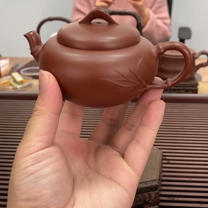 茶壶紫砂一片竹180毫升半手工