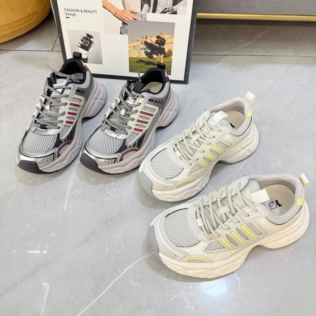 厚底网面老爹鞋女2025新款增高松糕底小个子运动休闲鞋036
