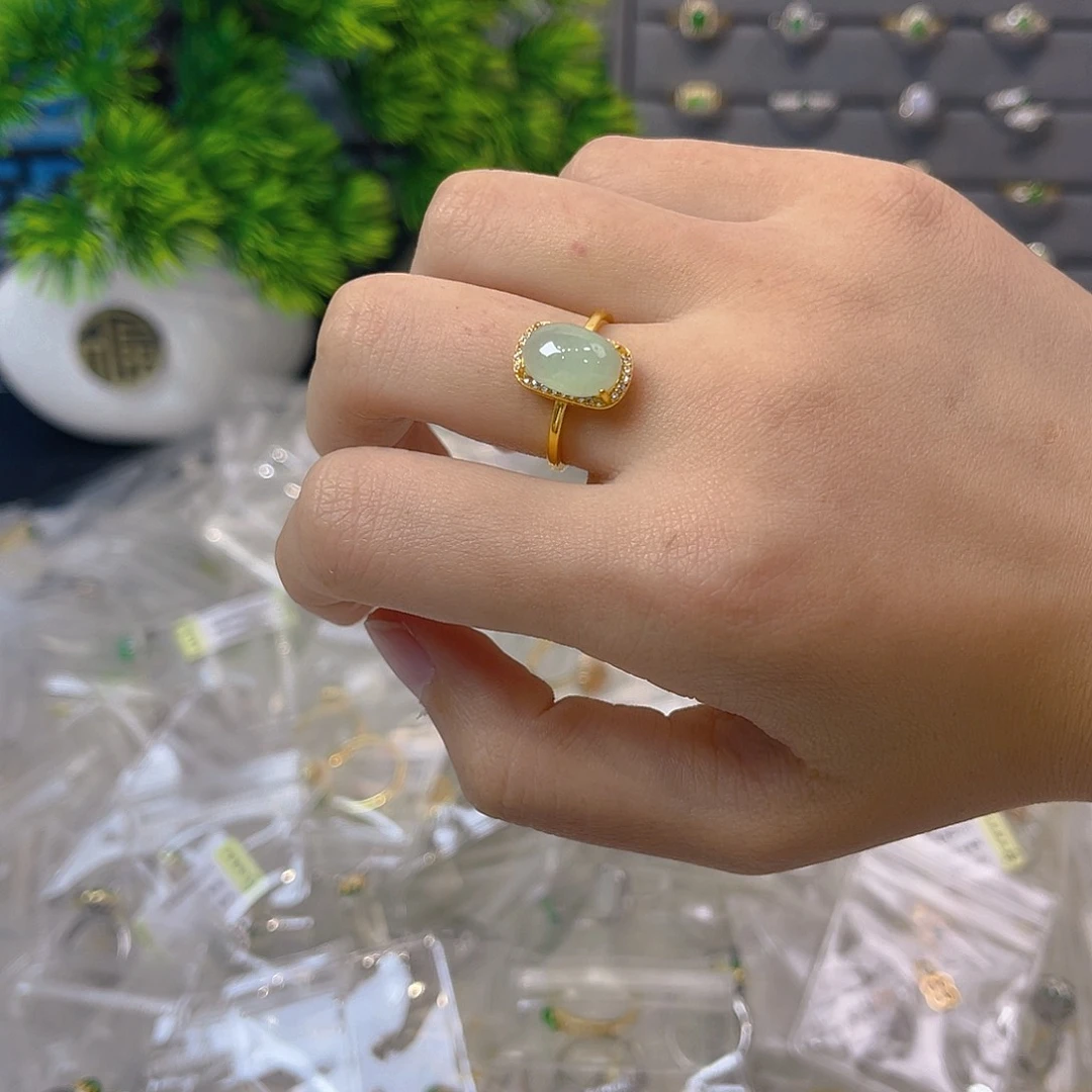 翡翠戒指银S925镶嵌新