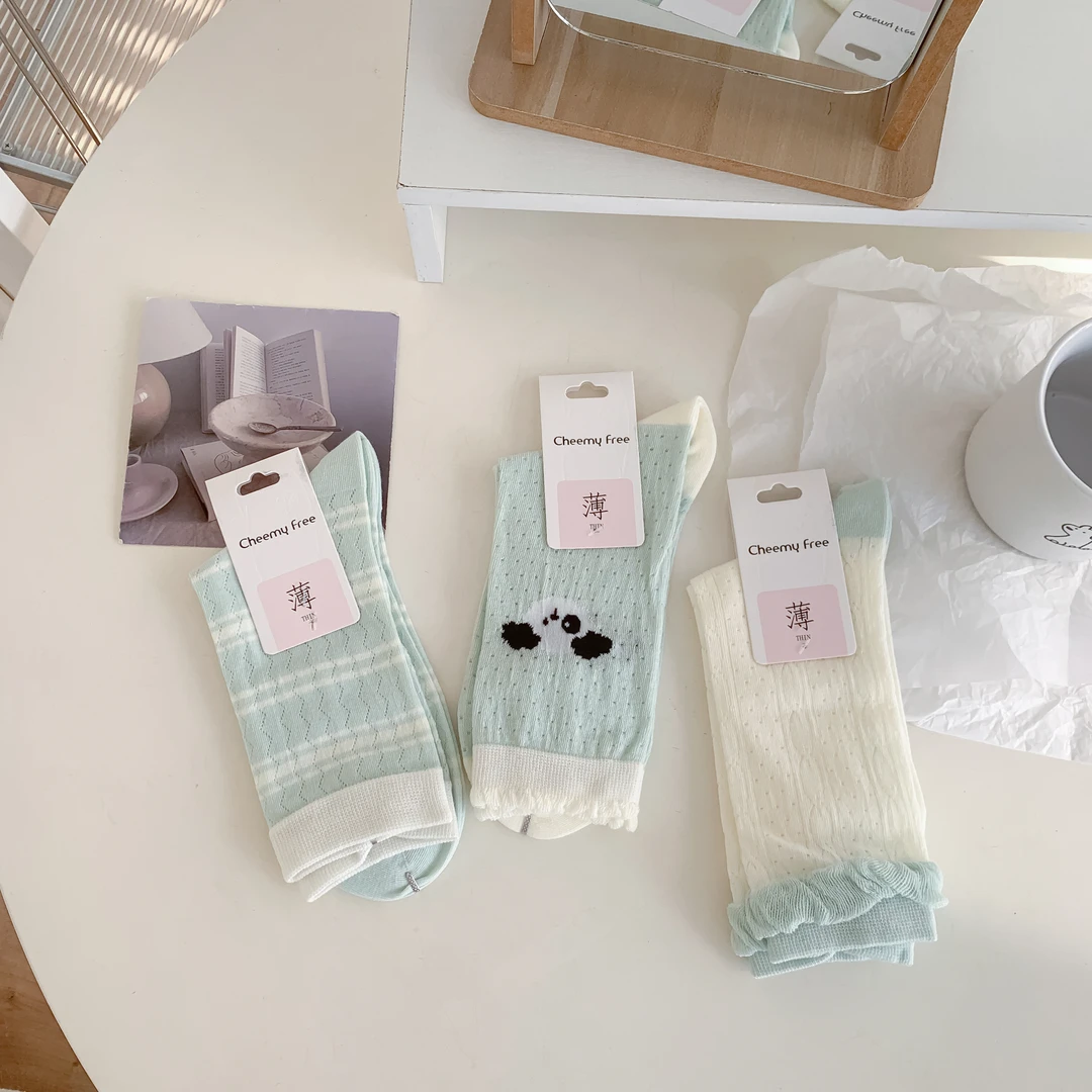 【袜宇宙】可爱ins风韩系春夏薄款棉袜中筒袜透气网眼卡通系列女袜