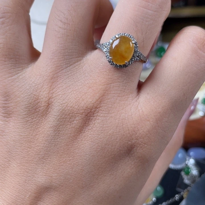 翡翠戒指银S925镶嵌戒指