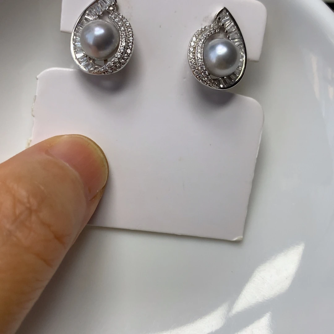 海水珍珠耳饰银S925镶嵌