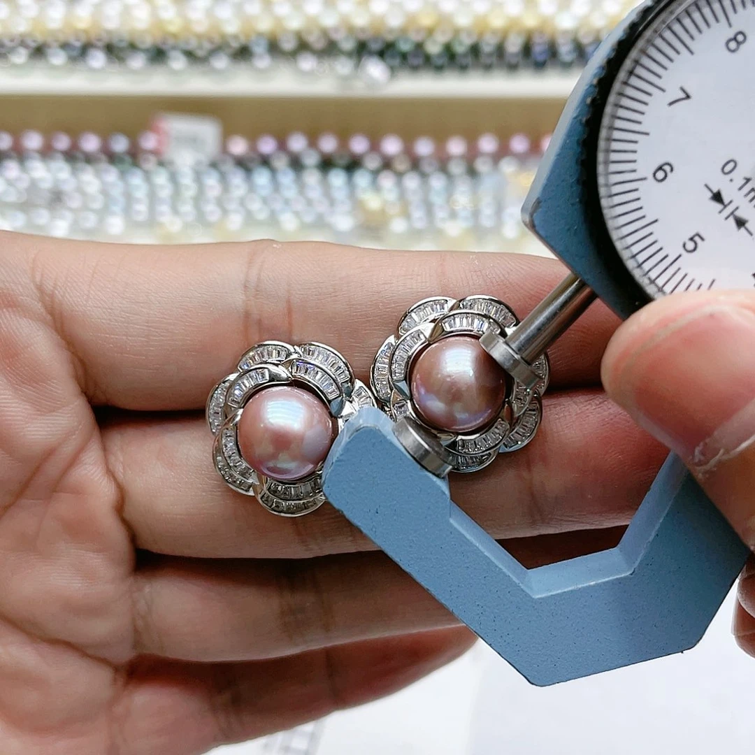 淡水珍珠耳饰银S925镶嵌