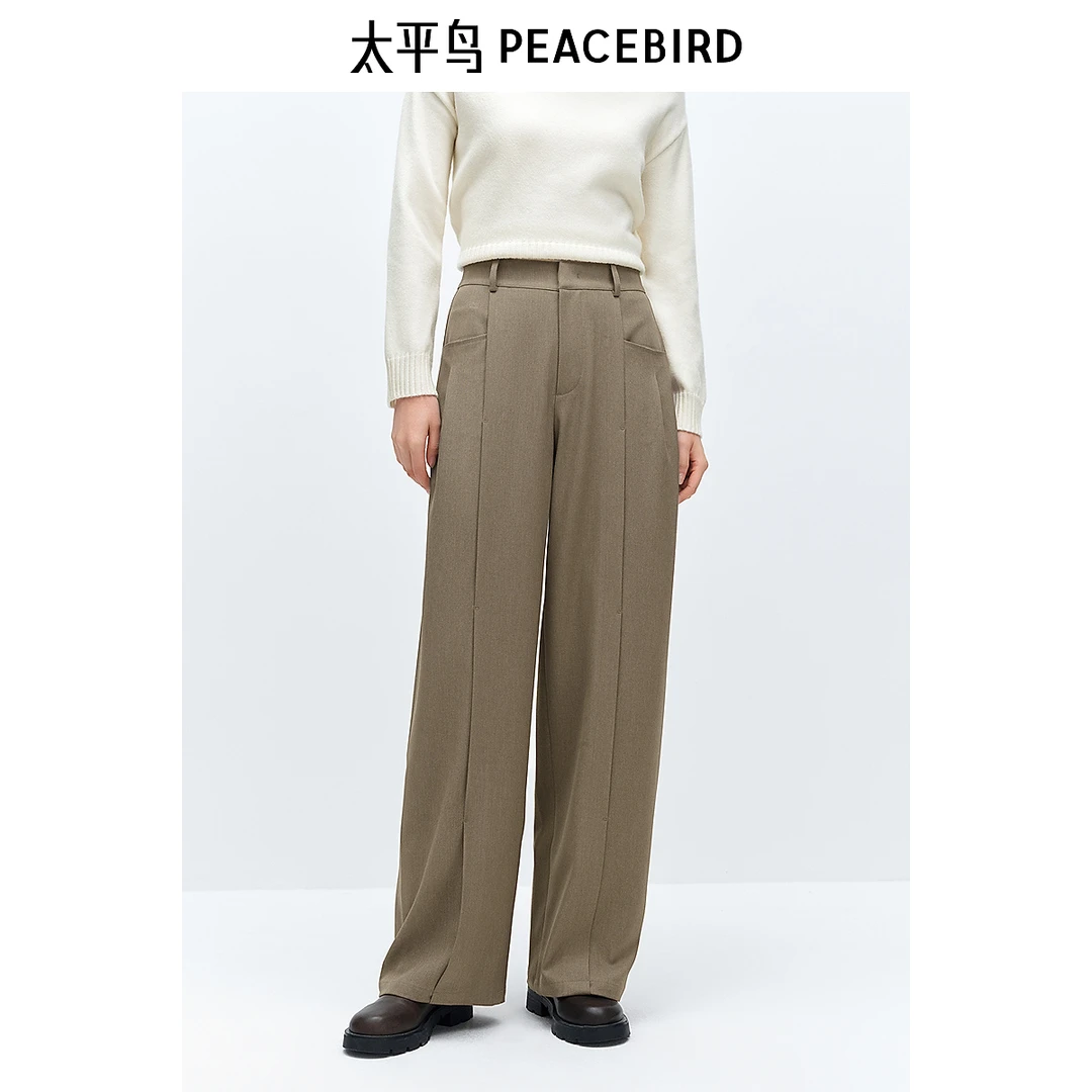 【赵老板专属】太平鸟女装质感时髦摩登压褶阔腿裤AAGBE421M01