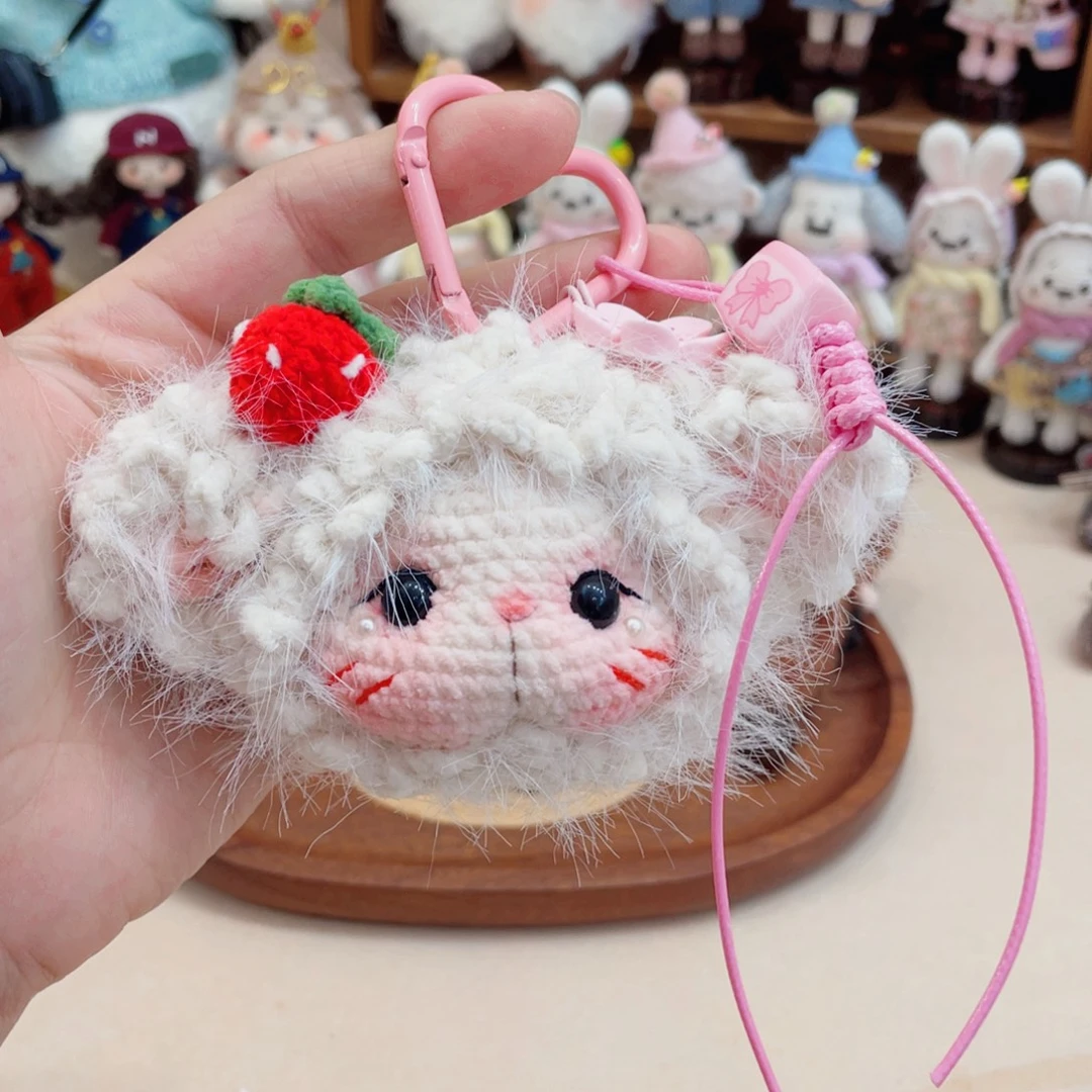 编织品可爱羊头挂件