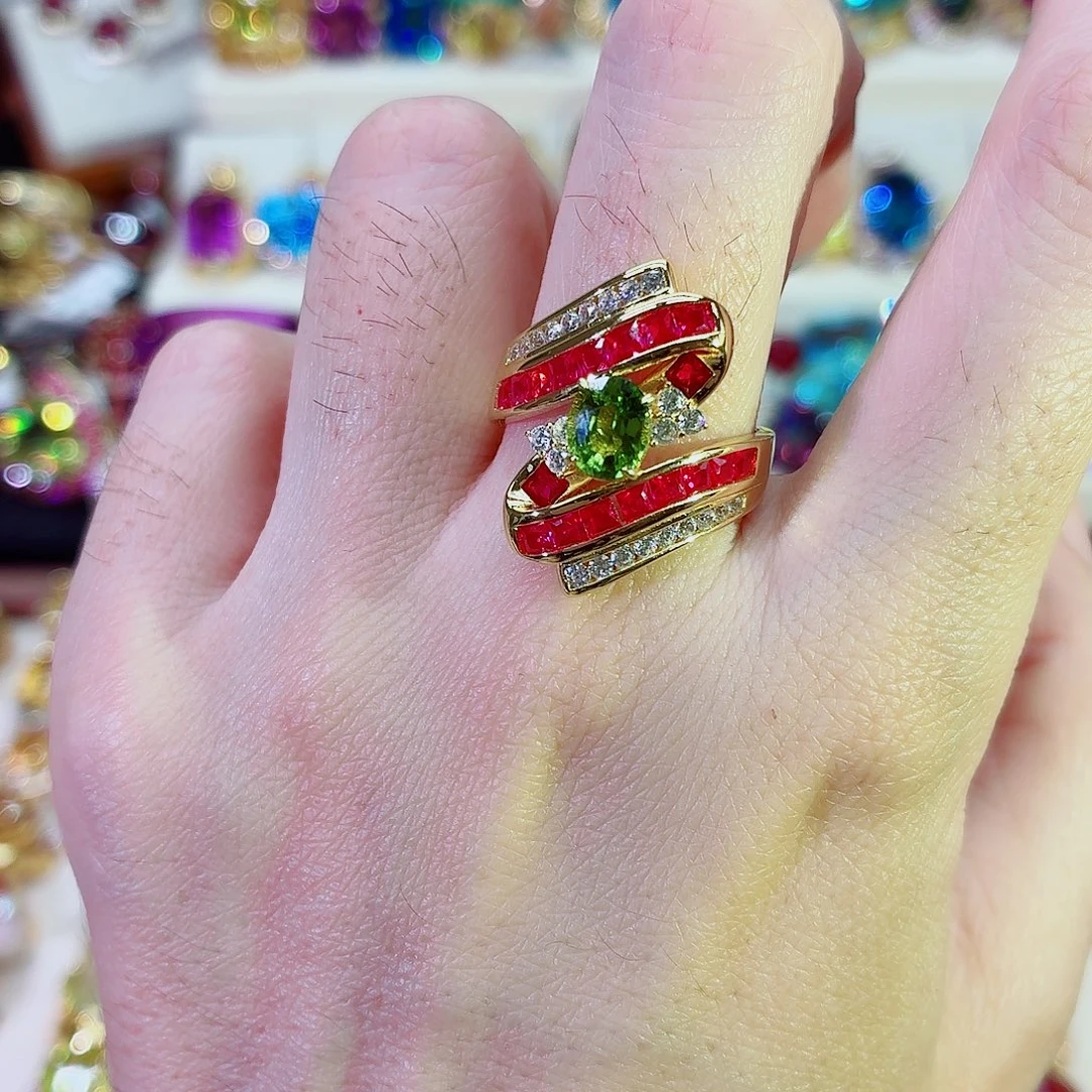 戒指银S925镶嵌碧玺