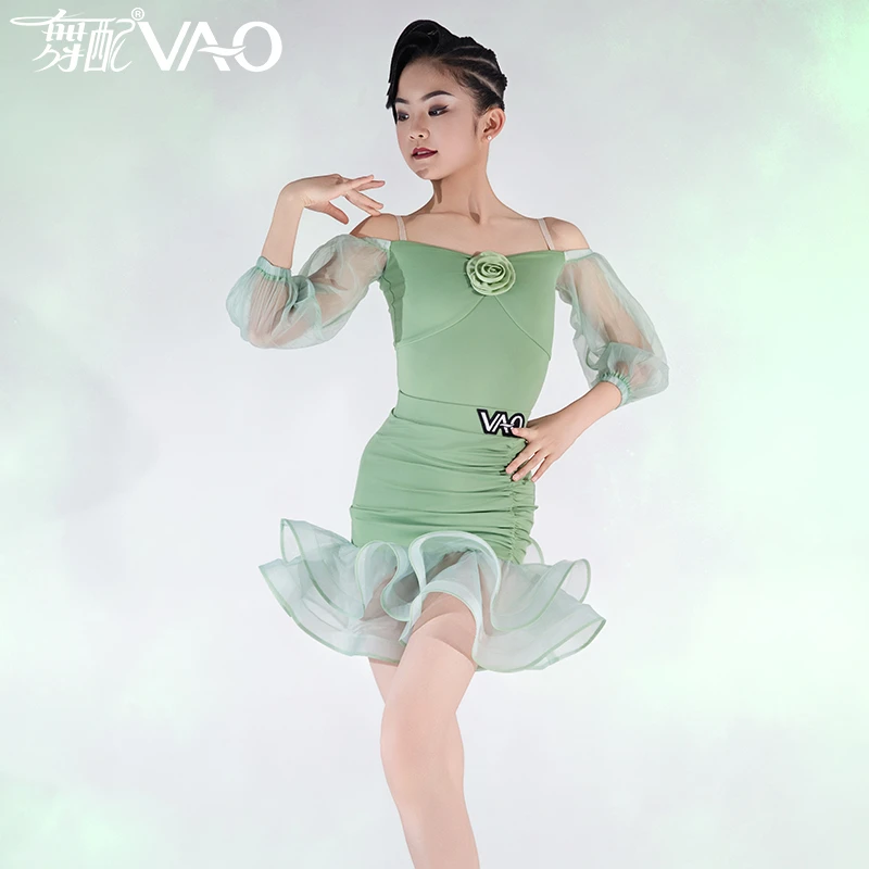 VL51365-2025夏季新款VAO舞配舞服绿色网红表演服拉丁舞练功服女