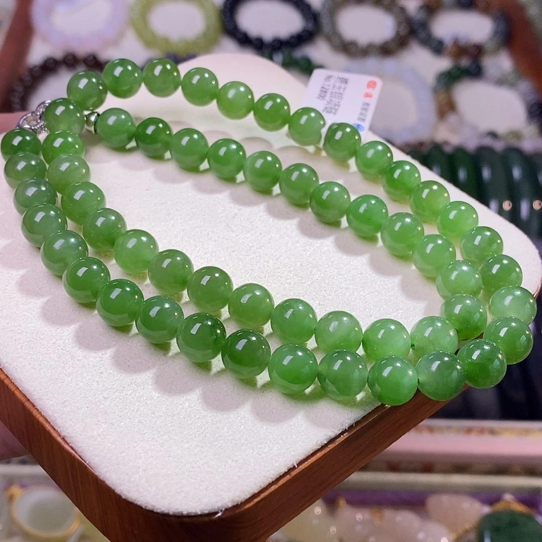 颈饰未镶嵌和田玉碧玉8mm项链