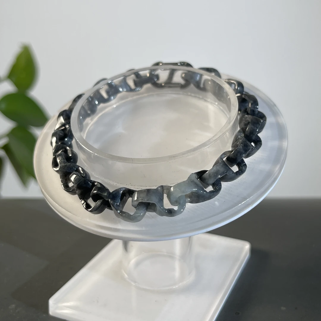 JXB14-24 天然翡翠缅甸A货 乌鸡-翡翠手链