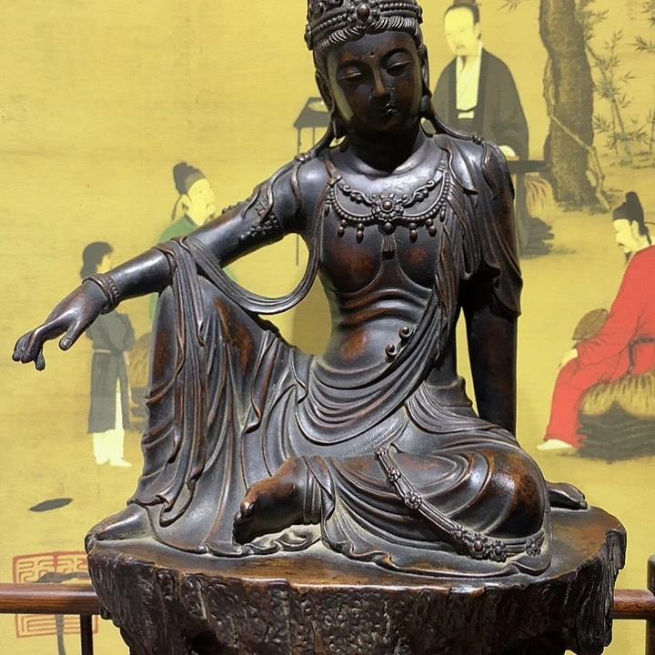 铜水月观音 摆件