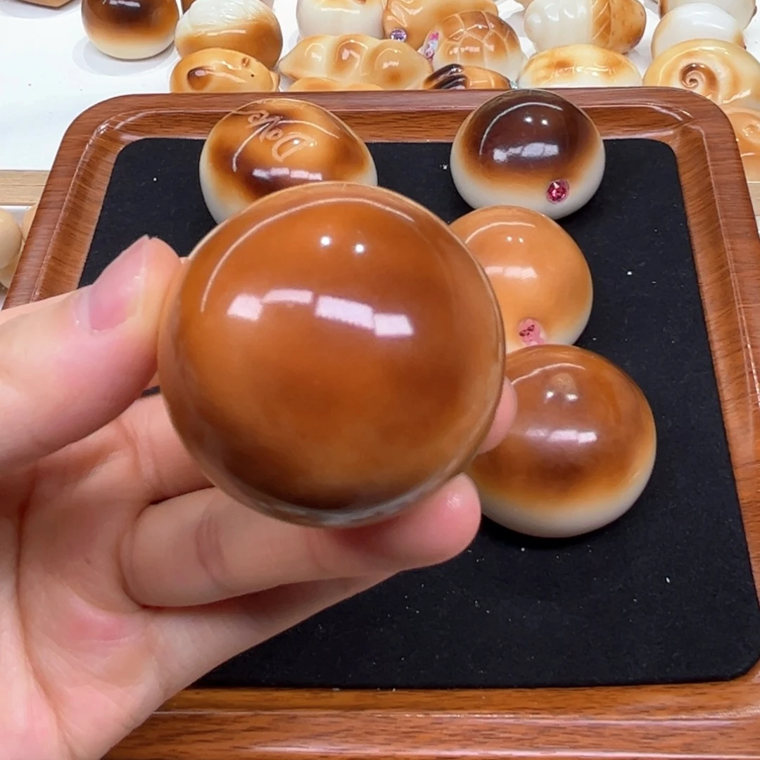 白玉菩提把件6.15.41象牙果把件馒头