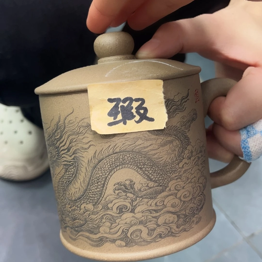 宜兴原矿紫砂全手工盖杯
