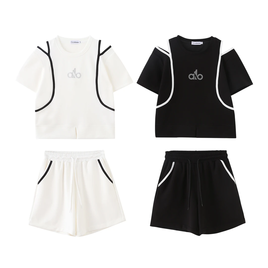 夏季新款2025两件套套装印花字母款休闲时尚显瘦百搭款X2596