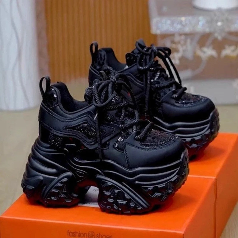 新款银色内增高厚底老爹鞋女款休闲运动小白鞋松糕底橡胶发泡底防