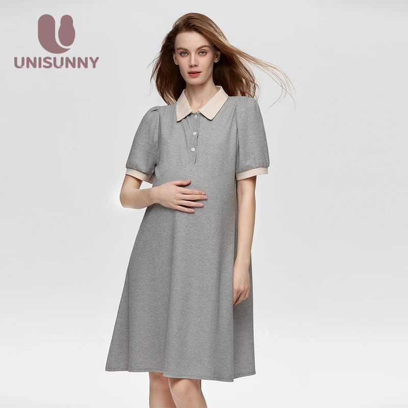 unisunny孕妇连衣裙夏季新款休闲时尚全孕期可外穿轻薄透气孕妇装