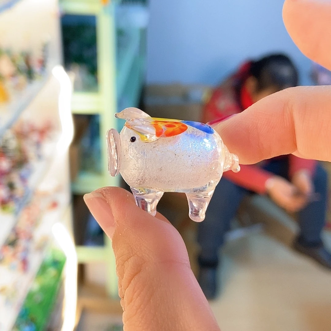 琉璃手工艺品银箔猪