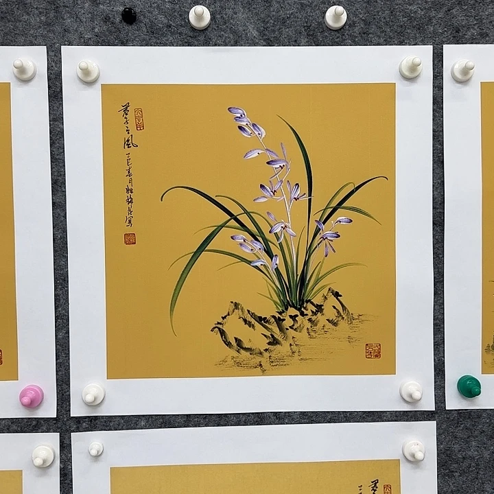 国画一笔两色立体兰花