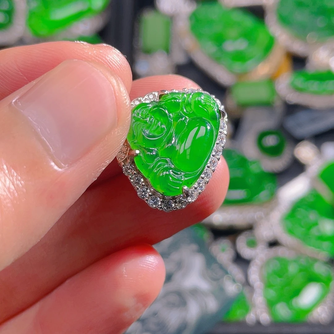 翡翠银S925镶嵌吊坠(不含链)