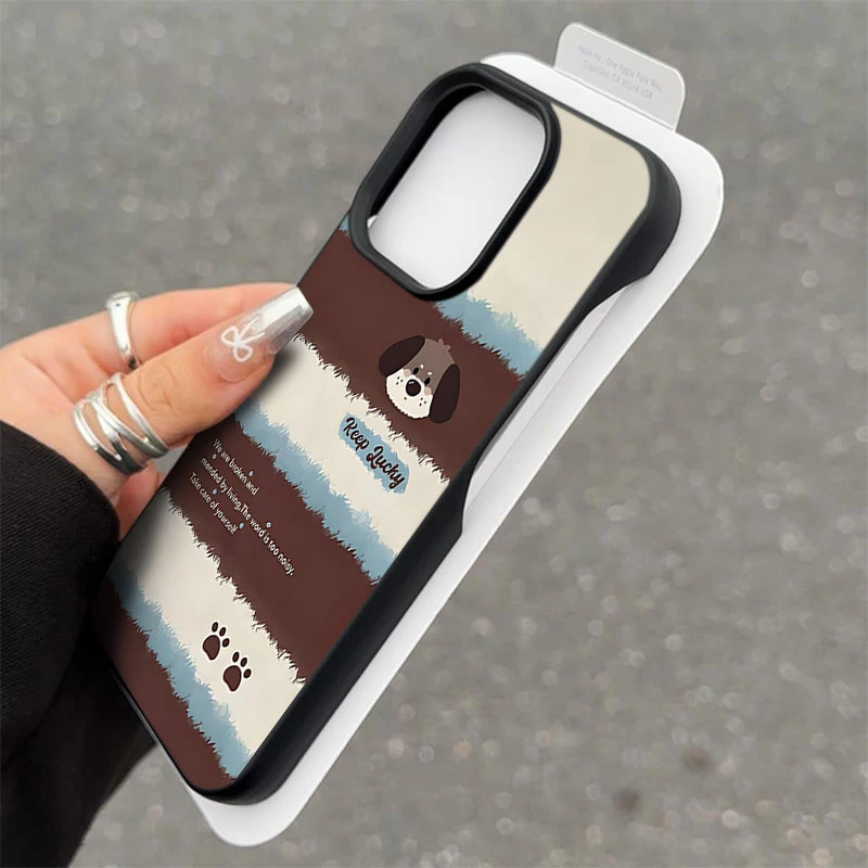 条纹狗狗半包软壳适用苹果16/17promax15手机壳iphone14/12/11/13