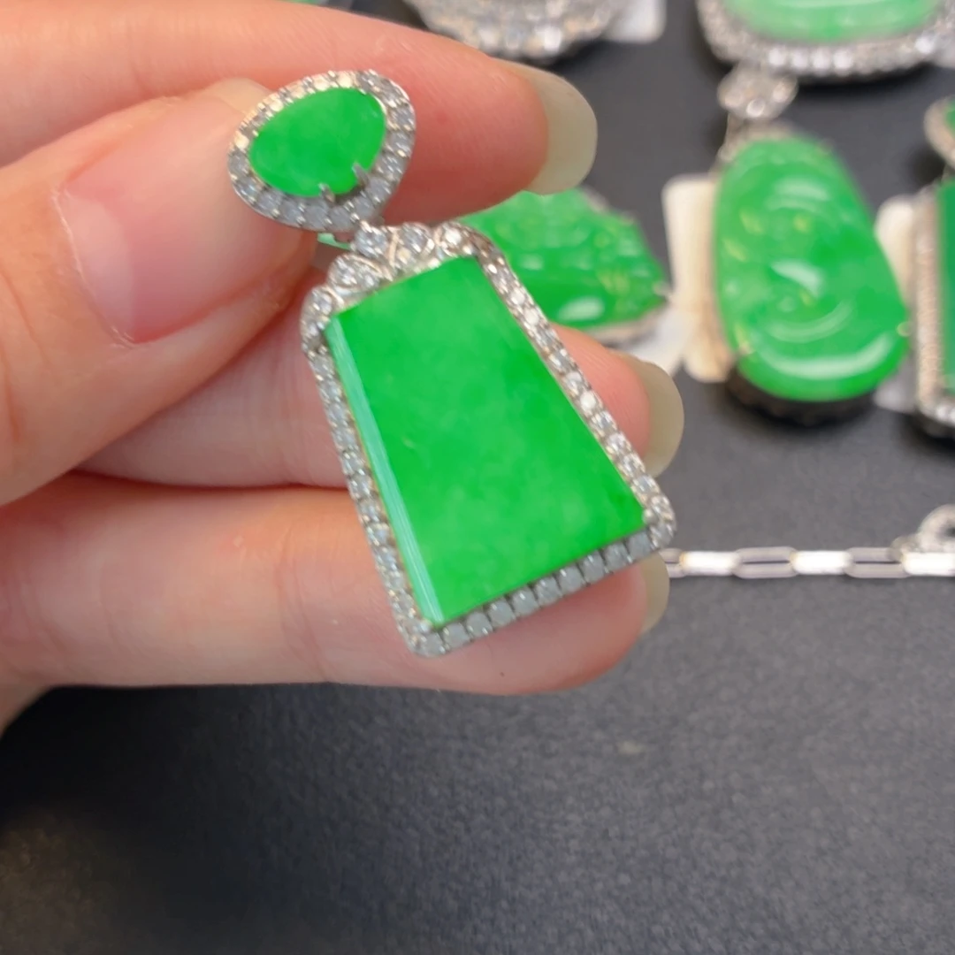 翡翠银S925镶嵌吊坠(不含链)