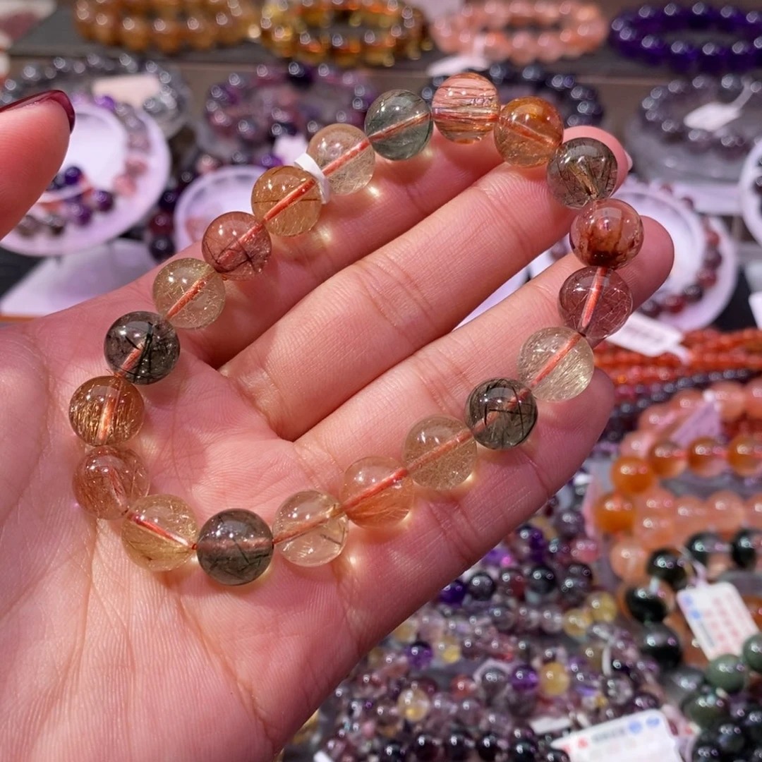 水晶手串未镶嵌彩发晶10+