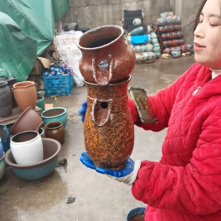 红陶瑕疵两个盆子。。无孔水培