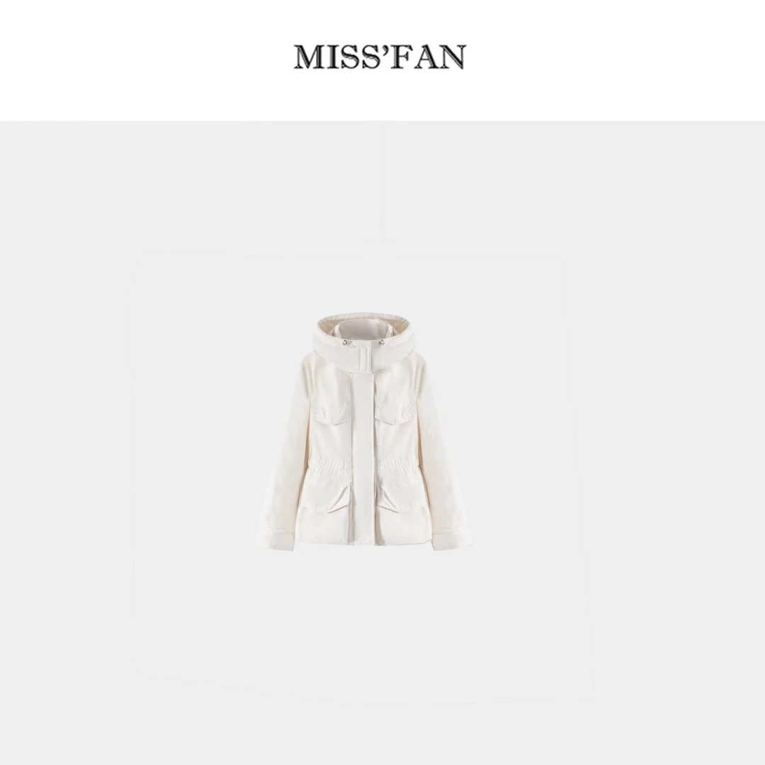 「优雅弧度」 收腰显瘦时尚连帽款工装风外套