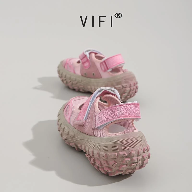 松糕厚底高级感镂空魔术贴洞洞凉鞋女款2024年夏天新款休闲老爹鞋