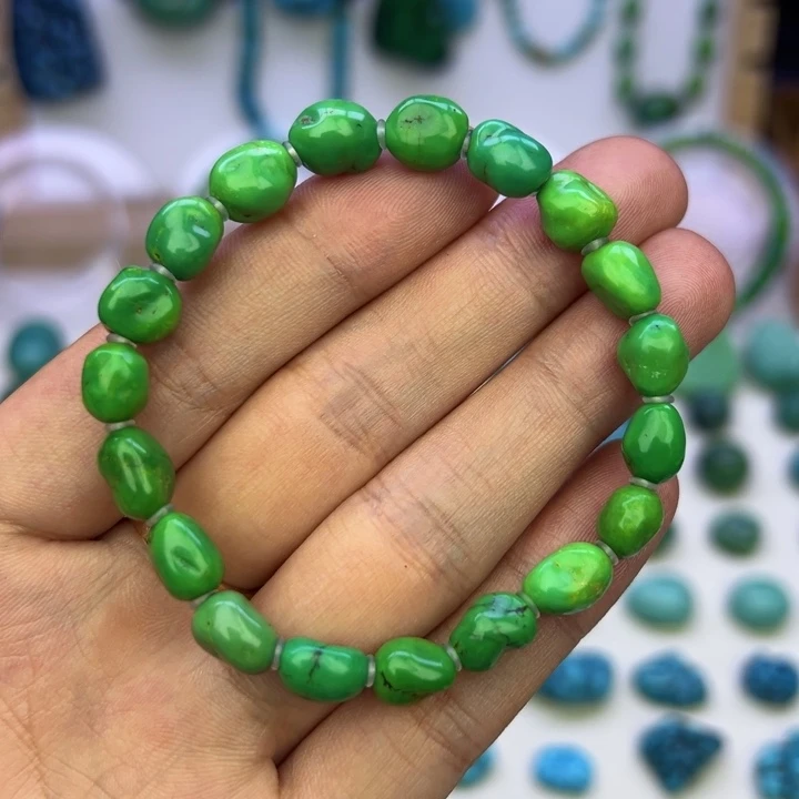菜籽绿水草纹随型手串