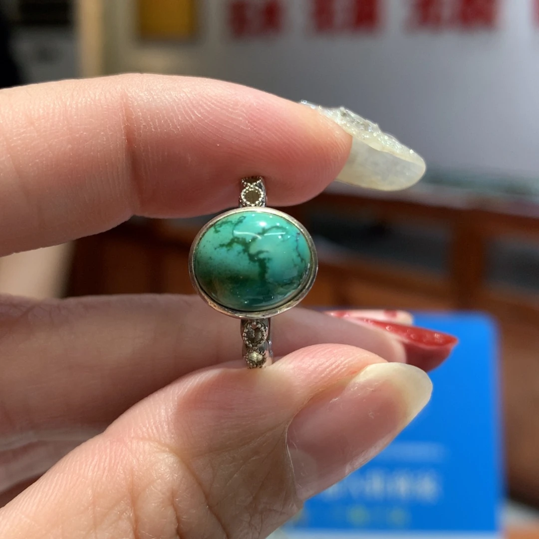 绿松石戒指银S925镶嵌