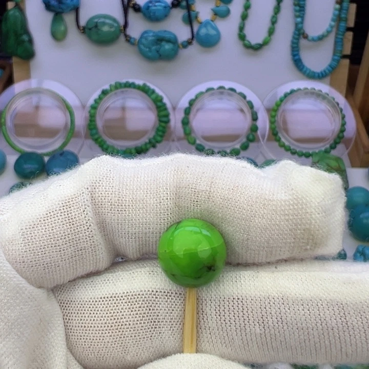 菜籽绿网花圆珠11.1mm兰