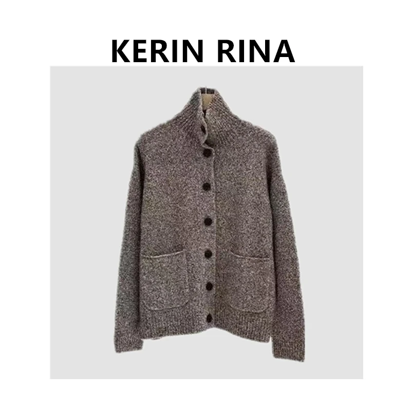 Kerin {无染色系列}--原厂圈圈纱夹花宽松休闲开衫毛衣