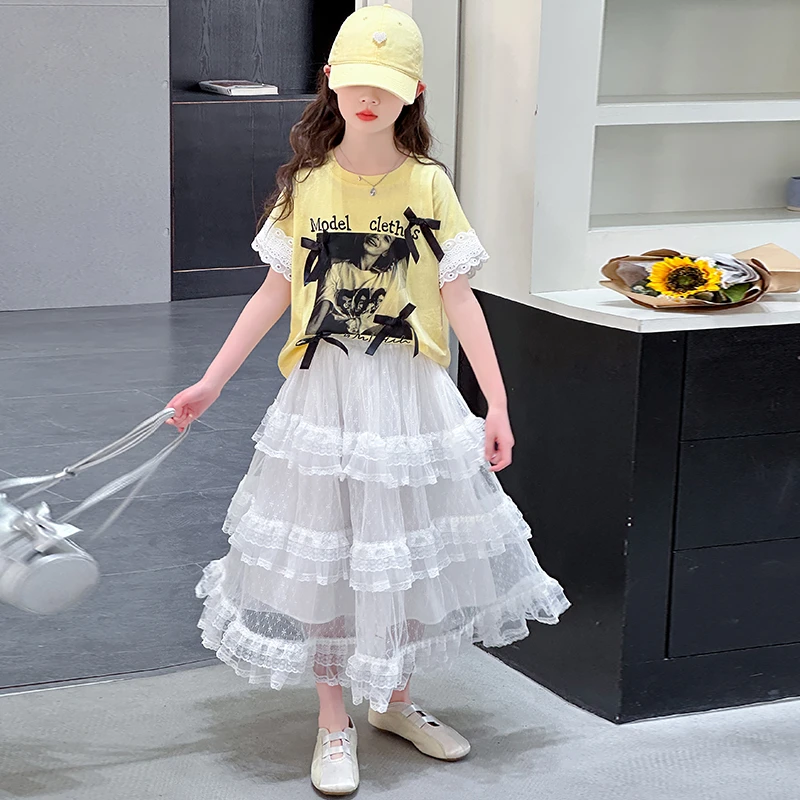 2025独特漂亮裙子儿童网纱长裙半身裙套装女童夏装公主连衣裙爆款