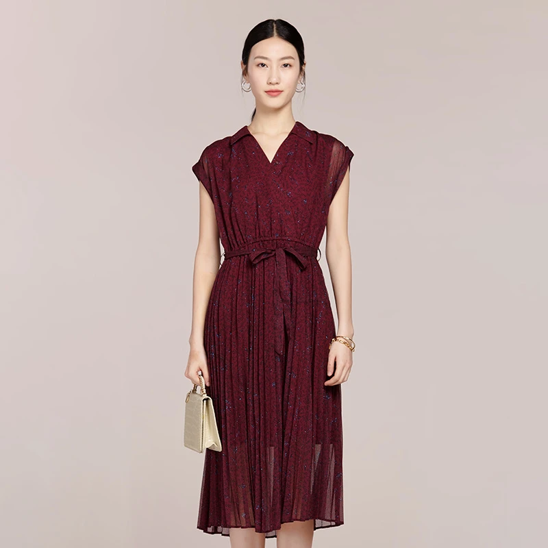 菲姿FEIZI束腰伞摆连衣裙0B402诗和远方（红）