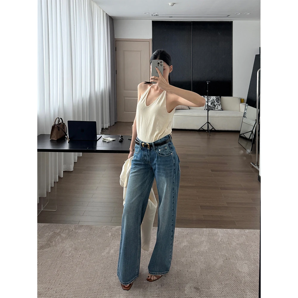 IFMR夏季中低腰显瘦阔腿牛仔裤女2025新款爆款宽松时尚百搭直筒裤