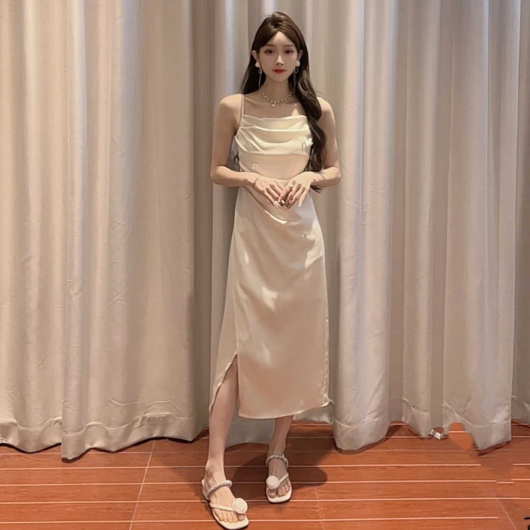 IEF/爱依服裙子2025夏季新款名媛气质小众设计感吊带长裙流光风